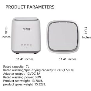 Portable Mini Fully Automatic Washing Machine for Underwear, Panties, and Socks Designed Specifically for Separating Close-Fitting Clothing (ABS-WHITE-GRAY)