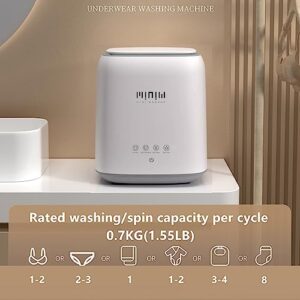 Portable Mini Fully Automatic Washing Machine for Underwear, Panties, and Socks Designed Specifically for Separating Close-Fitting Clothing (ABS-WHITE-GRAY)