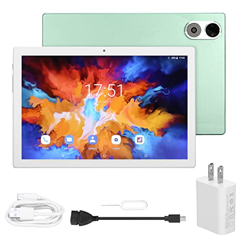 10.1 Inch Android 11 Tablet, 2.4 5G WiFi 8 RAM 128GB ROM 1920x1200 MT6755 Octa Core Processor Tablet AU Plug 100‑240V (Green)