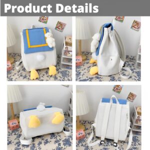 ooibnn Kawaii Backpack With Cute Accessory WithAnti-thief Pocket Pins Blue And Yellow Cute Duck Lightweight Laptop Bag