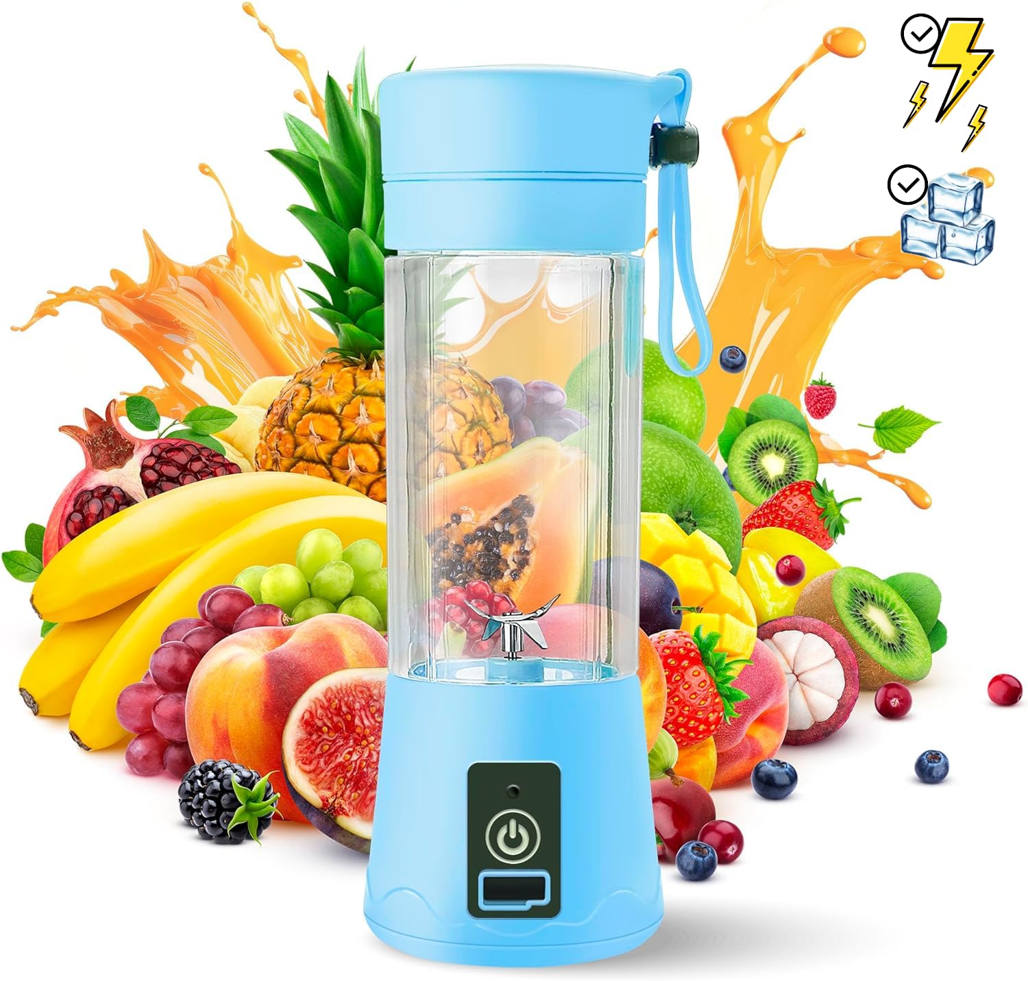 Portable Blender Cup,Electric USB Juicer Blender,Mini Blender Portable Blender For Shakes and Smoothies, juice,380ml, Six Blades Great for Mixing, random color