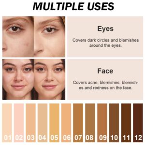 Kaely 2Pcs Cream Pot Concealer Full Coverage Set,Conceal Brighten Dark Circles,under Eye Color Correcting Concealer,Waterproof Foundation Palette with Brush,corrector de ojeras,Vegan Makeup,03+04