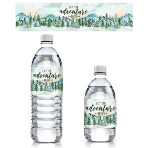 little adventurer baby shower water bottle labels - wilderness adventure themed waterproof labels -24 stickers