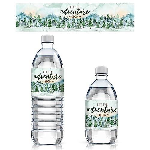 Little Adventurer Baby Shower Water Bottle Labels - Wilderness Adventure Themed Waterproof Labels -24 Stickers