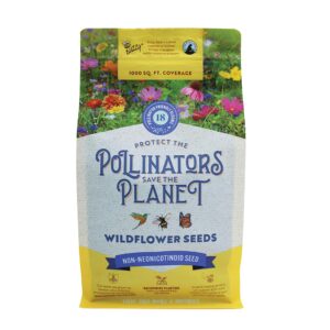 BUZZY Wildflower Pollinator Seed Mix (1lb Bag), 18 Pollinator-Friendly Varieties, Protect The Pollinators & Save The Planet, Coneflower, Sunflower, Calendula, Cosmos, & More, Growth Guaranteed