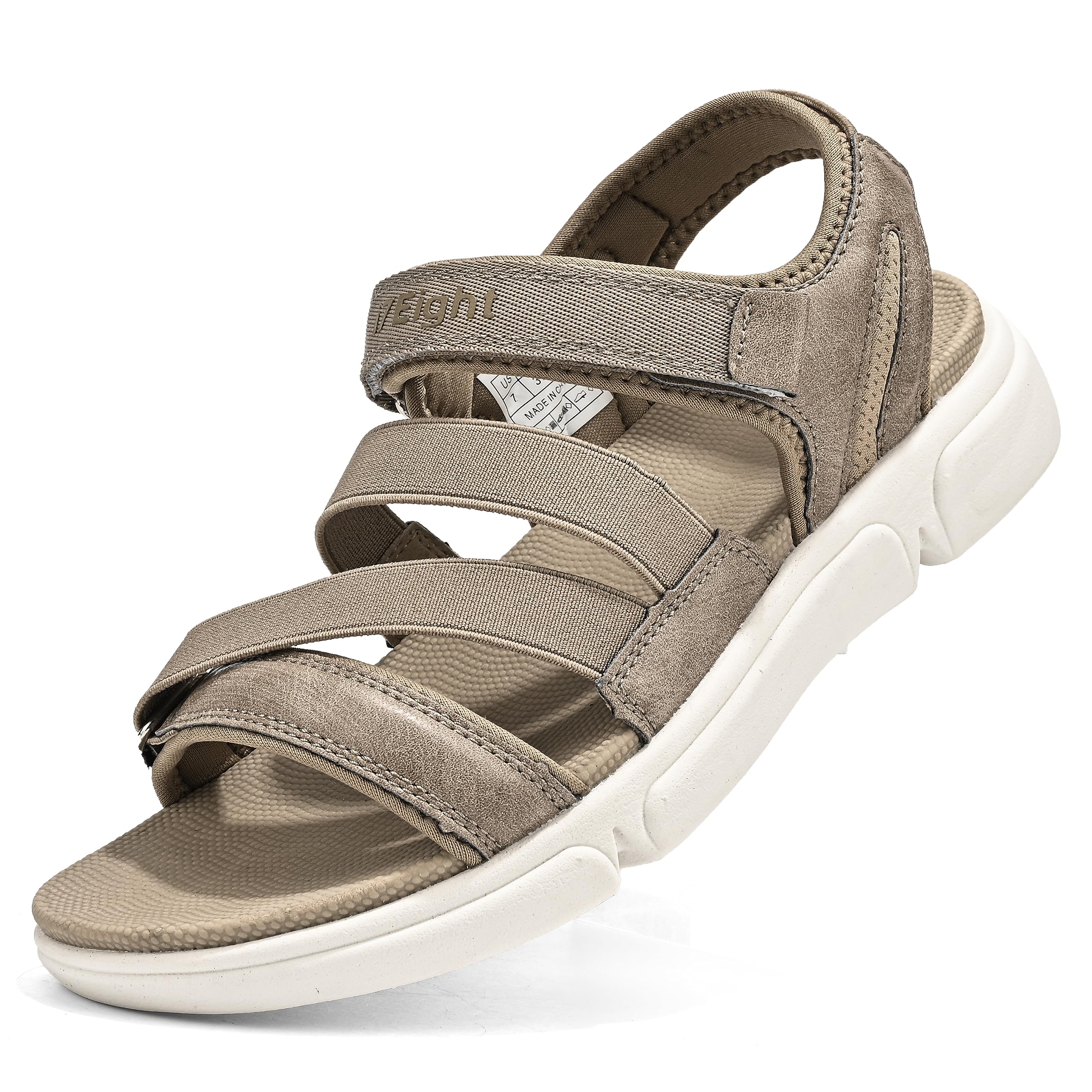 i78 Women’s Sandals Comfort Sports Athletic Casual Walking Hiking Trail Outdoor Soft Footbed Cushioning LightWeight With Adjustable Strap, Khaki, 7 UK