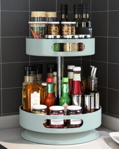 2 tier lazy susan organizer for kitchen,turntable for cabinet,turntable organizer for cabinet pantry table organization