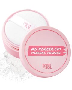 touch in sol no poreblem mineral powder - translucent, lightweight loose setting powder for flawless matte finish - oil control, pore primer, blurs imperfections & fine lines - face & greasy hair use