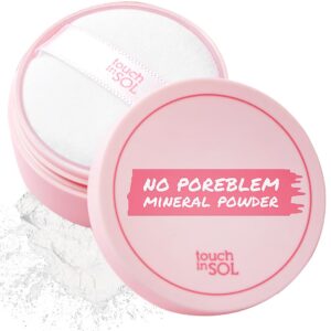 TOUCH IN SOL No Poreblem Mineral Powder - Translucent, Lightweight Loose Setting Powder for Flawless Matte Finish - Oil Control, Pore Primer, Blurs Imperfections & Fine Lines - Face & Greasy Hair Use