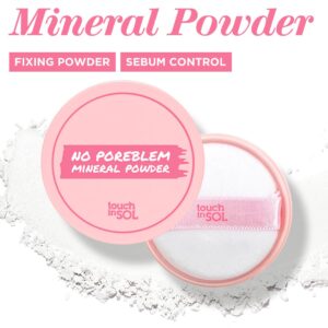 TOUCH IN SOL No Poreblem Mineral Powder - Translucent, Lightweight Loose Setting Powder for Flawless Matte Finish - Oil Control, Pore Primer, Blurs Imperfections & Fine Lines - Face & Greasy Hair Use