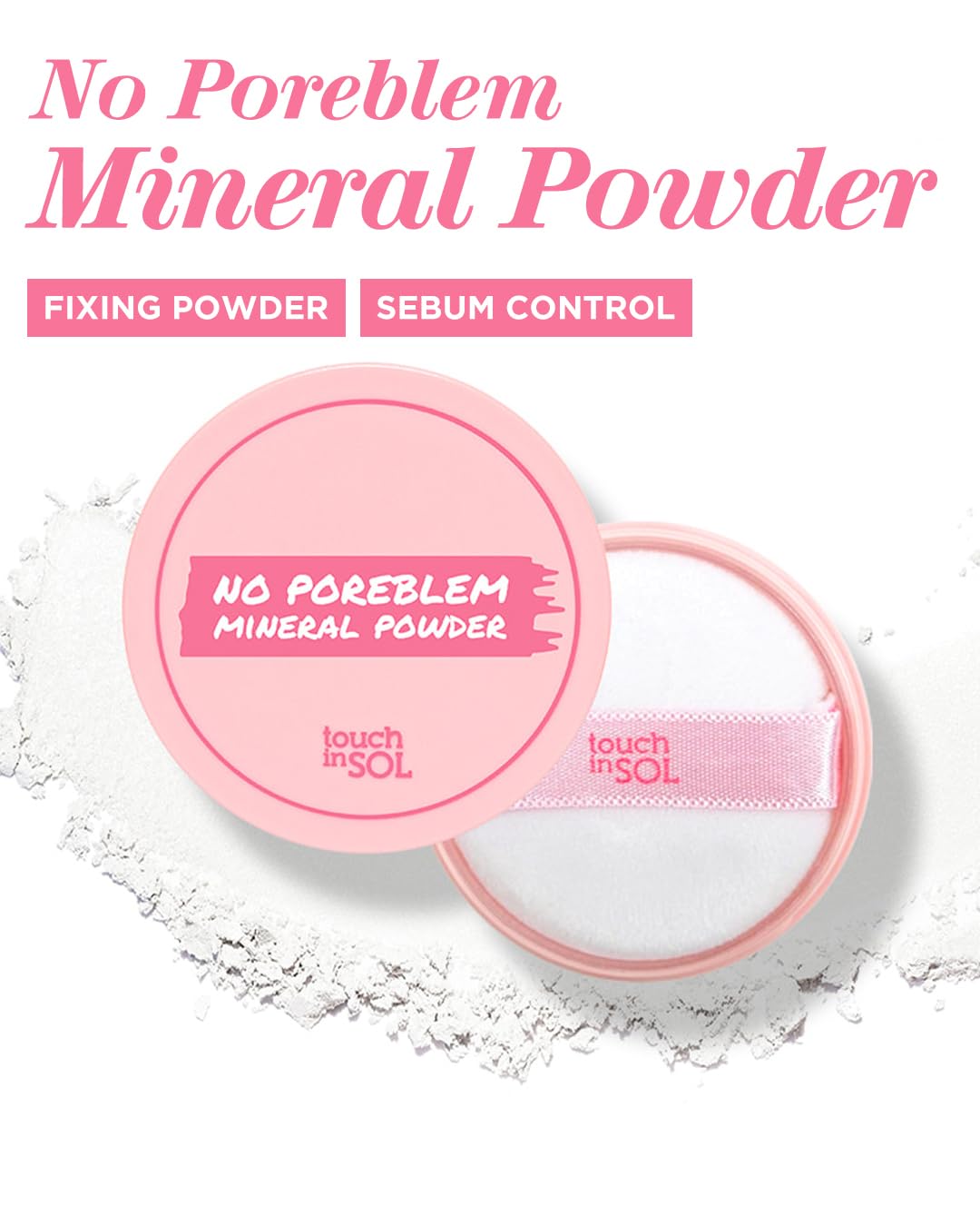 TOUCH IN SOL No Poreblem Mineral Powder - Translucent, Lightweight Loose Setting Powder for Flawless Matte Finish - Oil Control, Pore Primer, Blurs Imperfections & Fine Lines - Face & Greasy Hair Use