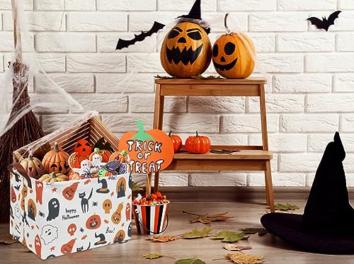 HIYAGON Halloween Basket Trick or Treat Halloween Basket for Boys and Girls Pumpkin Basket for Halloween Parties Cute Storage Bin Organizer Box Rectangular Room Decor(Halloween Basket)