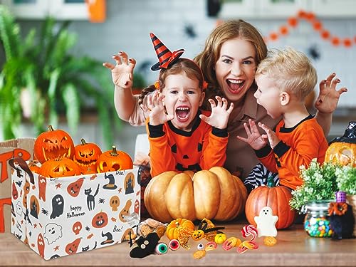 HIYAGON Halloween Basket Trick or Treat Halloween Basket for Boys and Girls Pumpkin Basket for Halloween Parties Cute Storage Bin Organizer Box Rectangular Room Decor(Halloween Basket)