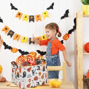 HIYAGON Halloween Basket Trick or Treat Halloween Basket for Boys and Girls Pumpkin Basket for Halloween Parties Cute Storage Bin Organizer Box Rectangular Room Decor(Halloween Basket)