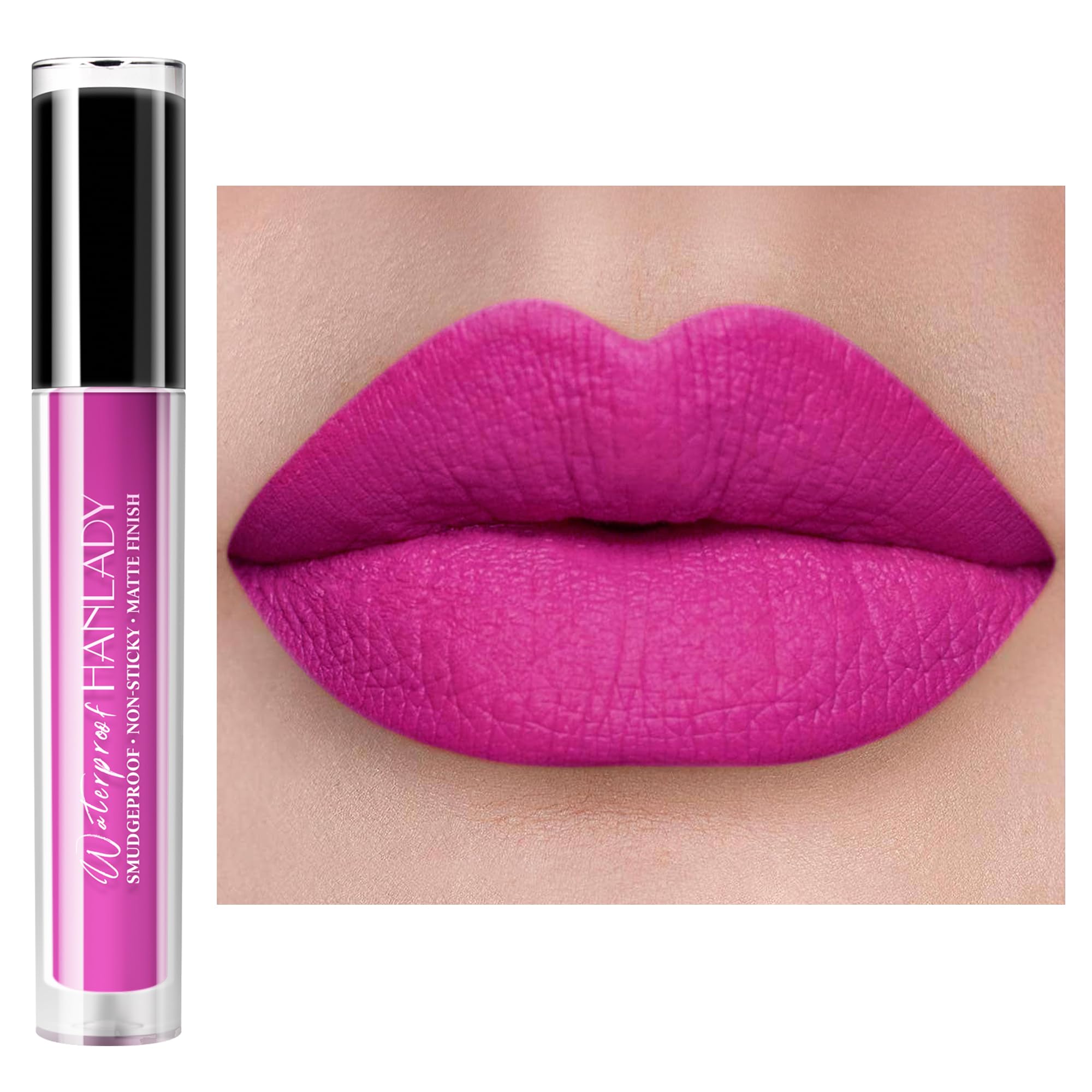 HANLADY Pink Lipstick Matte, Bright Pink Liquid Lipstick Long Lasting for Women, Smudgeproof Lipsticks Color Stay Lip Stain No Transfer No Smear, Vegan & Cruelty-Free (901 Cool Pink)