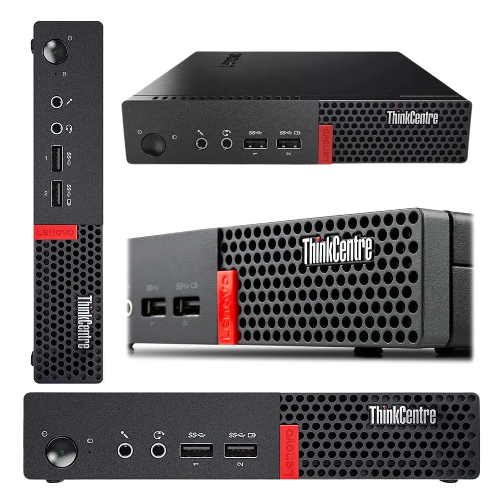 Lenovo ThinkCentre M910q Desktop Computer Mini PC with Dual Monitors KOORUI 24inch, Intel i7 6700T up to 3.60GHz,32GB RAM,New 512GB NVMe SSD