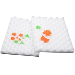 2pcs fondant sugar flower shaping drying sponge pad rectangle gum paste modeling foam tray pad mat tools for baking cake decorating diy sugarcraft supplies, white