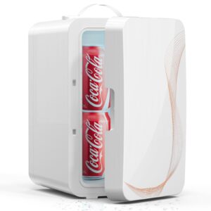 suavo 6l/8 cans mini fridge for bedroom, 110v ac/12v dc portable thermoelectric cooler and warmer compact refrigerators for skincare beverages medications, small fridge for home, office, dorm, and car