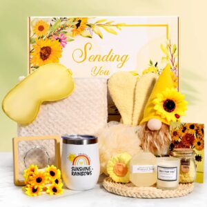 sending sunshine gifts for women - sunflower gifts,care package,get well soon after surgery self care relaxation spa birthday gifts basket for sister best friend coworker wife mom teacher (sunshine)
