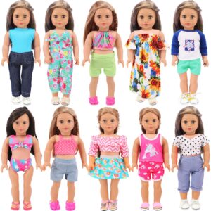 ecore fun 10 sets 18 inch doll clothes - 18 pcs doll clothing doll outfits dress swimsuits jumpsuit tights for 18 inch dolls christmas birthday gift