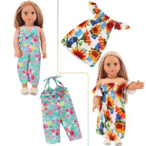 Ecore Fun 10 Sets 18 Inch Doll Clothes - 18 pcs Doll Clothing Doll Outfits Dress Swimsuits Jumpsuit Tights for 18 Inch Dolls Christmas Birthday Gift