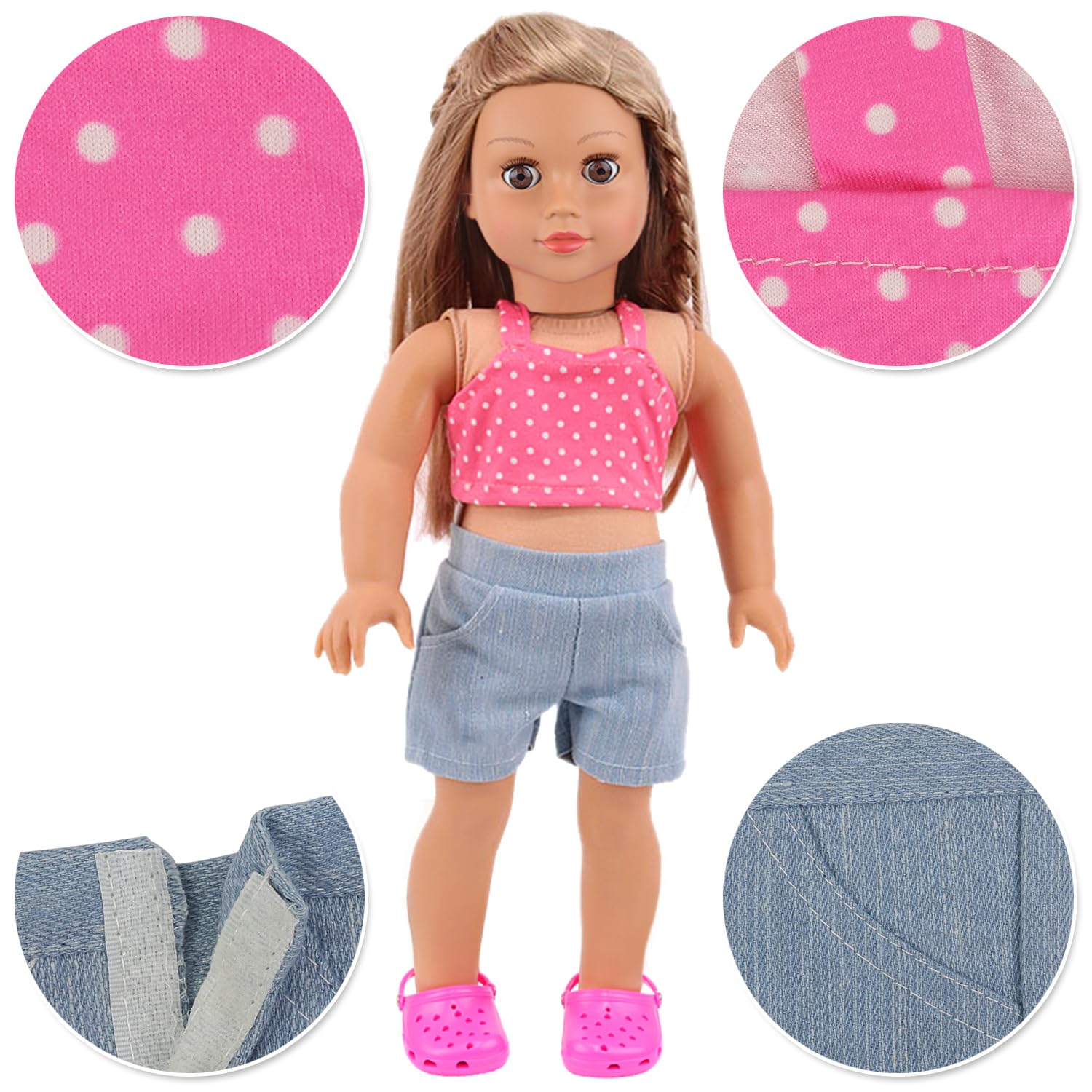 Ecore Fun 10 Sets 18 Inch Doll Clothes - 18 pcs Doll Clothing Doll Outfits Dress Swimsuits Jumpsuit Tights for 18 Inch Dolls Christmas Birthday Gift