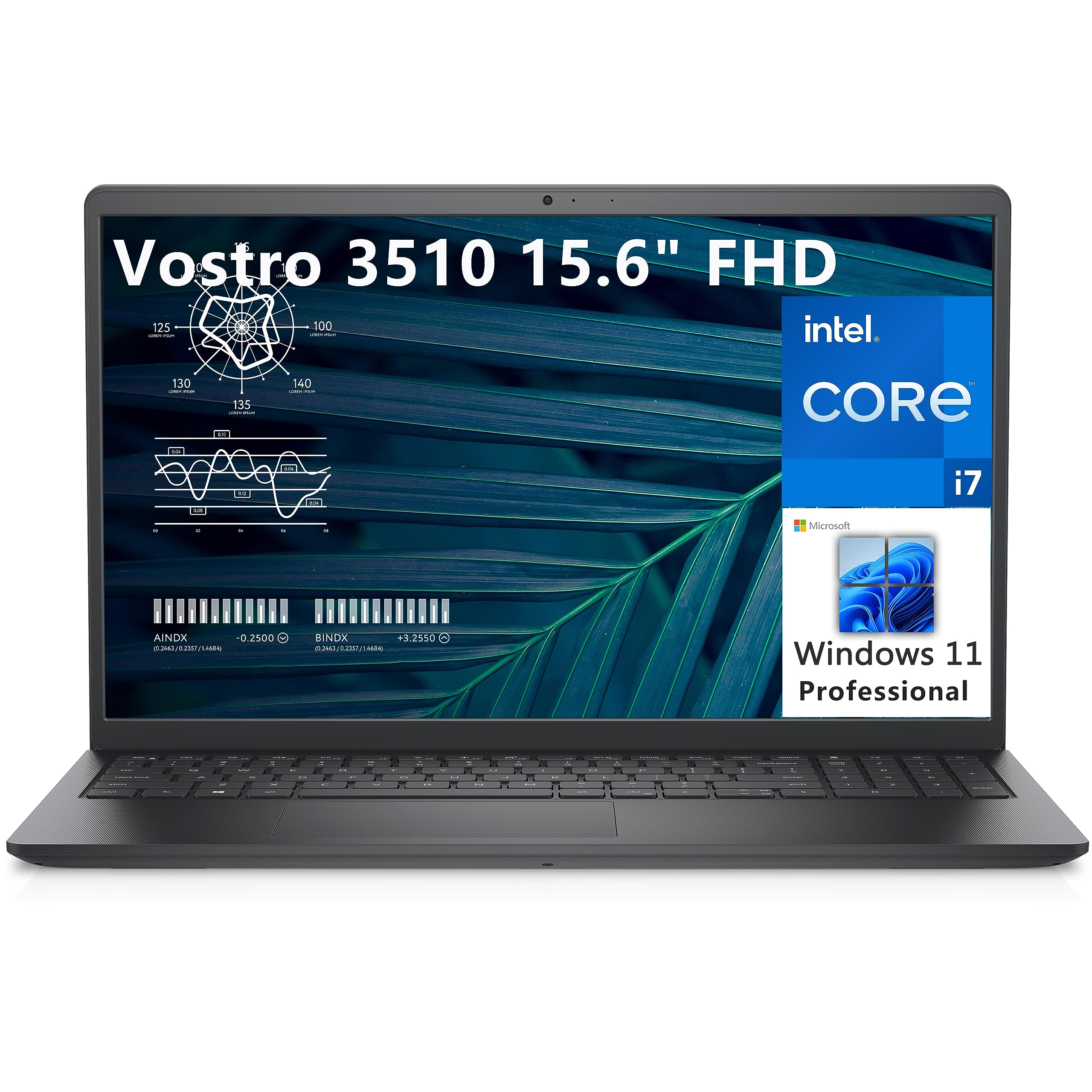 Dell Vostro 3510 Business Laptop, 15.6" FHD Computer, Intel Quad-Core i7-1165G7 up to 4.7GHz, 64GB DDR4 RAM, 1TB PCIe SSD, 802.11AC WiFi, Bluetooth, Carbon Black, Windows 11 Pro