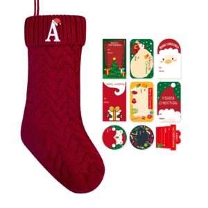 zgcysmht christmas stockings personalized custom initials 18 inches knitted christmas stockings with letter fireplace hanging monogram xmas stockings for kids,family holiday party decoration（red a）