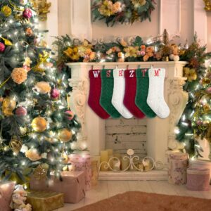 ZGCYSMHT Christmas Stockings Personalized Custom Initials 18 Inches Knitted Christmas Stockings with Letter Fireplace Hanging Monogram Xmas Stockings for Kids,Family Holiday Party Decoration（Red A）