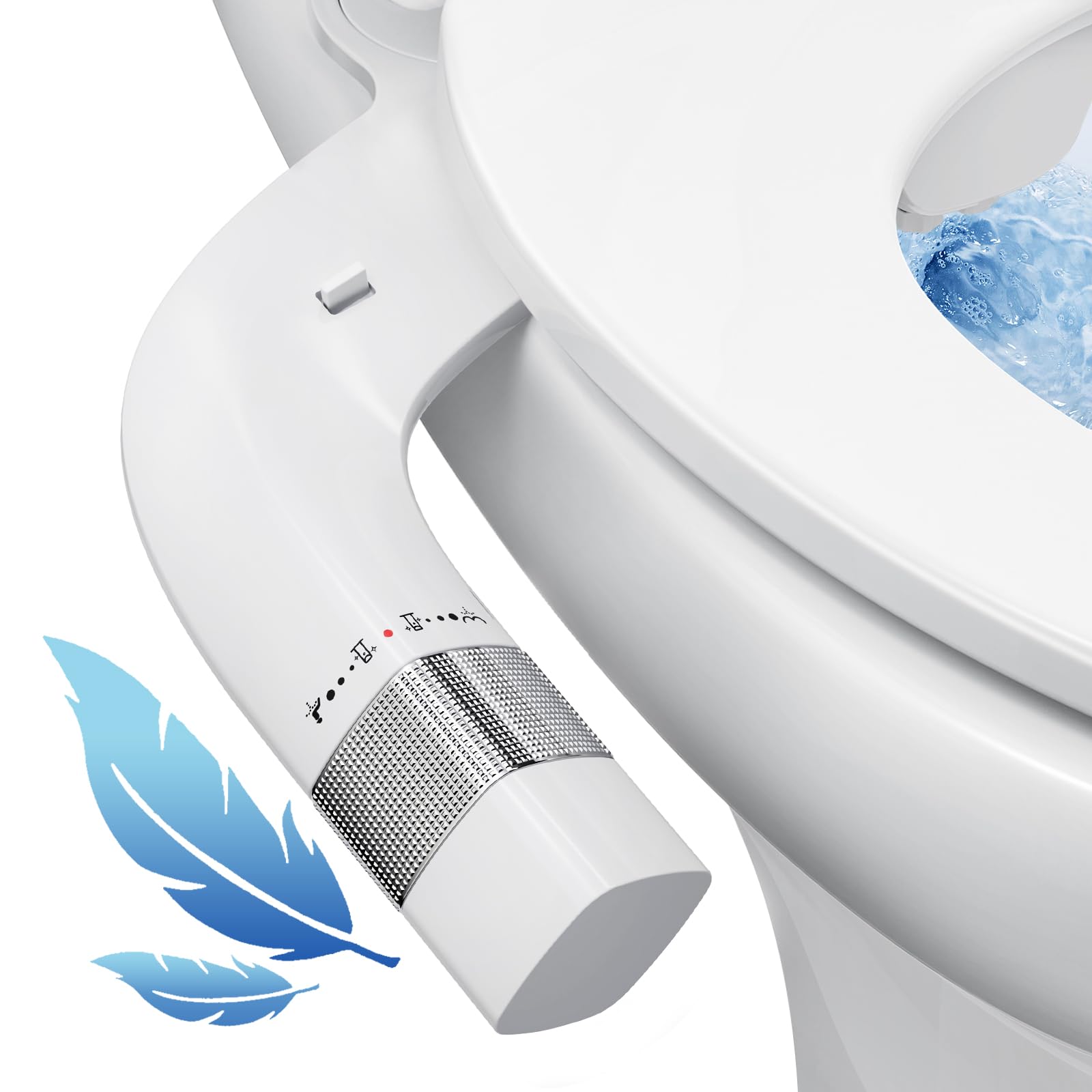 Veken Ultra-Slim Bidet Attachment for Toilet, Non Electric Dual Nozzle (Posterior/Feminine Wash) Hygienic Bidets Existing Toilets Seat, Adjustable Angle Water Pressure, Self Clean, Water Sprayer Baday