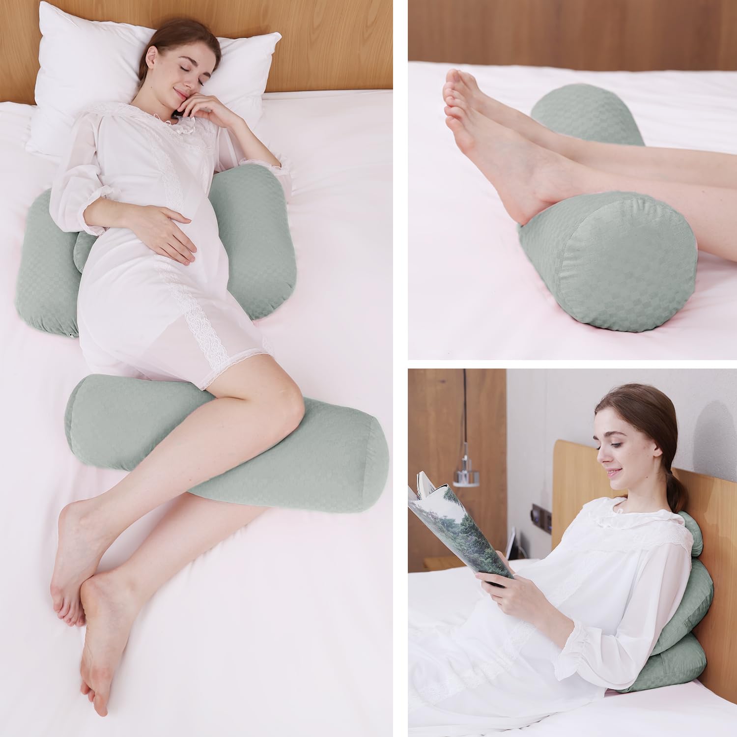 Pregnancy Pillows for Sleeping, Soft Maternity Body Pillow for Side Sleeper, Support for Back, Legs, Belly, Adjustable Travel Pregnant Women Pillow (Grey)