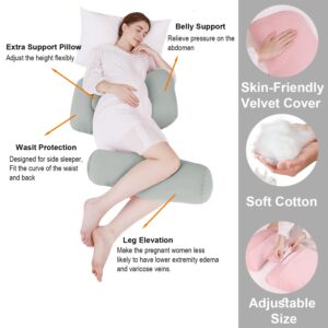 Pregnancy Pillows for Sleeping, Soft Maternity Body Pillow for Side Sleeper, Support for Back, Legs, Belly, Adjustable Travel Pregnant Women Pillow (Grey)