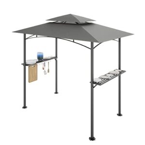 8 x 5 ft grill pergola tent with air vent double tiered bbq gazebo outdoor barbecue canopy,silver