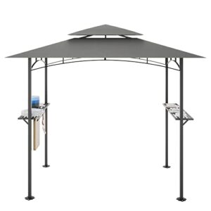 8 x 5 FT Grill Pergola Tent with Air Vent Double Tiered BBQ Gazebo Outdoor Barbecue Canopy,Silver