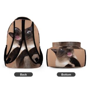 Kids Backpack for School, Funny Siamese Cat Pattern Students Bookbags School Bags Girls Boys