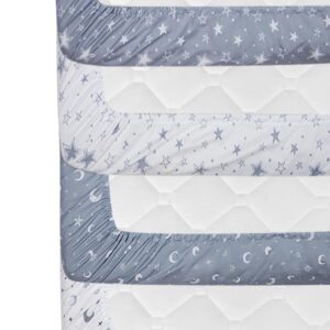 4 Pack Star and Moon Neutral Unisex Fitted Baby Sheets Set for Baby Boys or Girls (Crib Sheets)