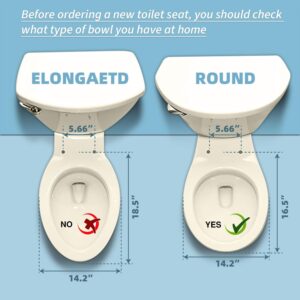 Round Toilet Seat, Slow Close, Thickened Material, No Wiggle Never Loosen, Easy To Install And Clean, Fit Most Round Toilets, White (16.5”)