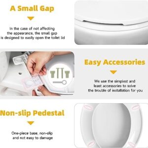 Round Toilet Seat, Slow Close, Thickened Material, No Wiggle Never Loosen, Easy To Install And Clean, Fit Most Round Toilets, White (16.5”)