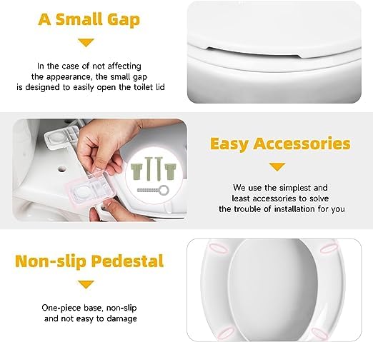 Round Toilet Seat, Slow Close, Thickened Material, No Wiggle Never Loosen, Easy To Install And Clean, Fit Most Round Toilets, White (16.5”)