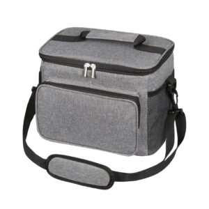 iknoe large cooler bag collapsible 15 can insulated bags, 10l leakproof lunch cooler tote with multi-pockets for adult insulated lunch box for beach, picnic, work(grey)