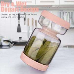 Homnoble Pickle and Olive Hourglass Jar with Strainer Flip for Pickle Juice Separator from Wet and Dry, Upgrade Food-grade ABS Lid and BPA Free Hourglass Pickle Jar for Airtight Food Storage, Pink