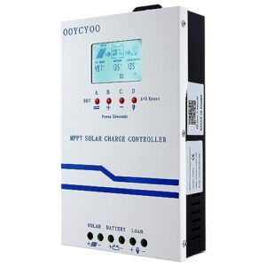 ooycyoo mppt solar charge controller 60 amp, 12v 24v 36v 48v auto 60a solar panel charge regulator, max 160v input with lcd display for lead-acid sealed gel agm flooded lithium battery