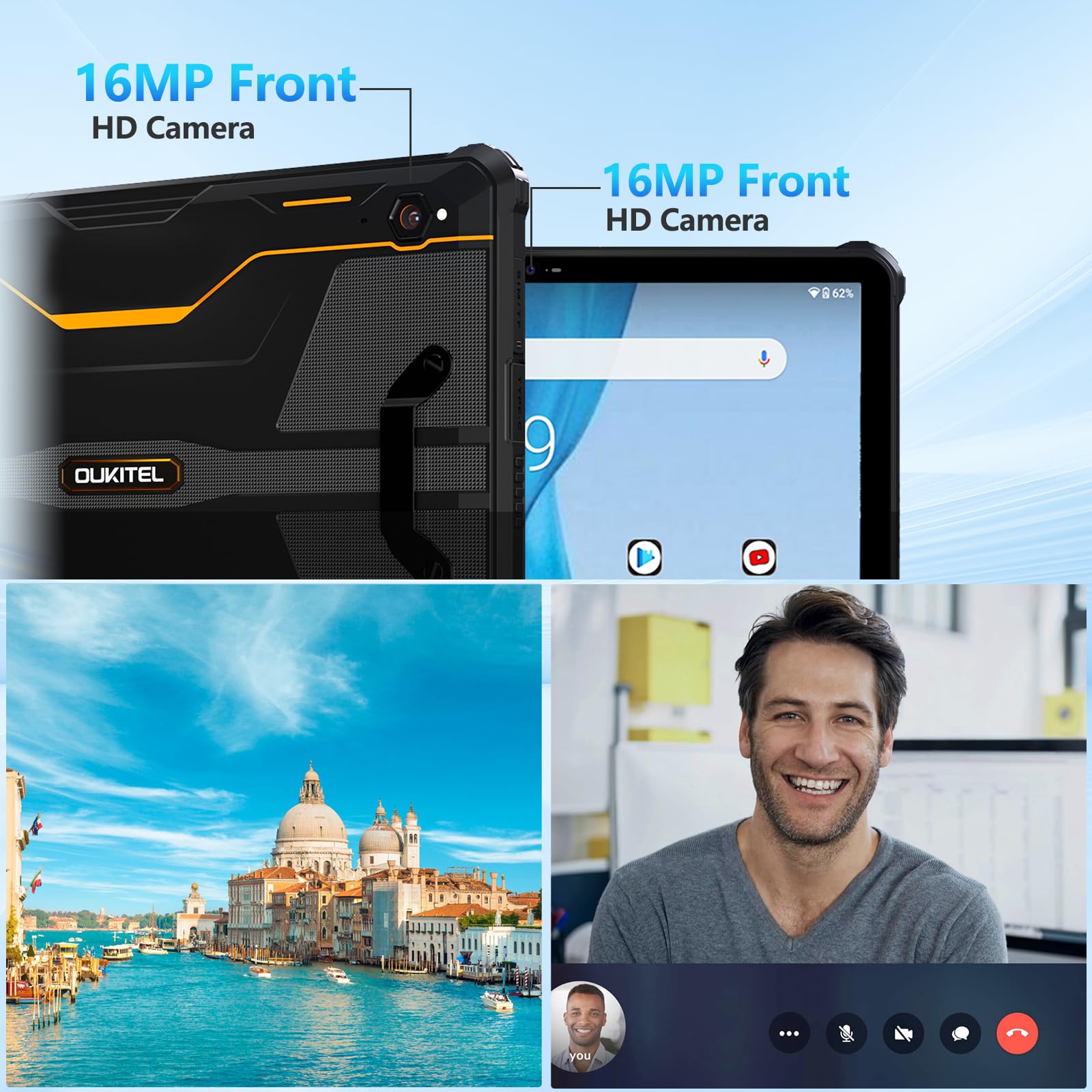 OUKITEL Rugged Tablet Android 13, RT6 20000mAh Large Battery 14+256GB/1TB 10.1” FHD Display 16+16MP Camera IP68/IP69K Waterproof Tablet with Detachable Stand 33W Fast Charge/4G Dual SIM/WiFi/OTG/GPS