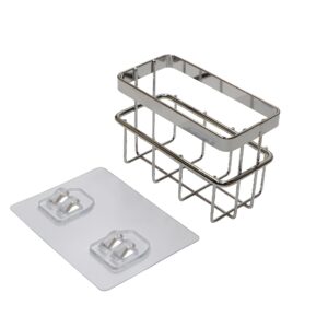 HOME&I Sponge Holder for Kitchen Sink, Stainless Steel Bathroom Caddy Dish Scrubbers and Soaps Holder Silver (Small)