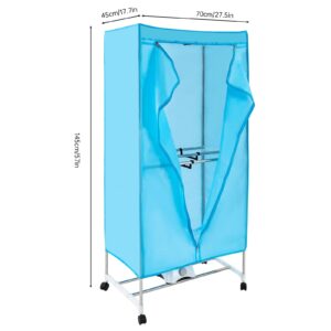 Portable Dryer 110V 1000W Electric Clothes Dryer Machine Fast Garment Dryer Heater 2-Tier Rolling Clothing Drying Rack with Wheels for Home Dorm Hotel Travel, Blue