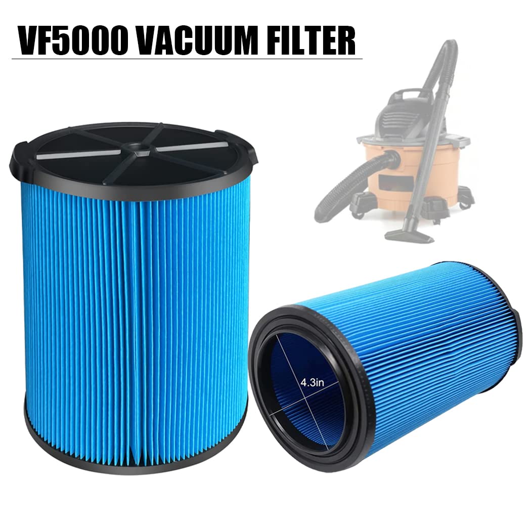 2 Pcs VF5000 Filter Replacement for Ridgid Shop Vac 72952 3-Layer Pleated Paper 5-20 Gallon Wet Dry Vac Replacement Filter for WD1450 WD1270 WD1680 WD1851 WD0970 WD09700 WD06700 RV2400A