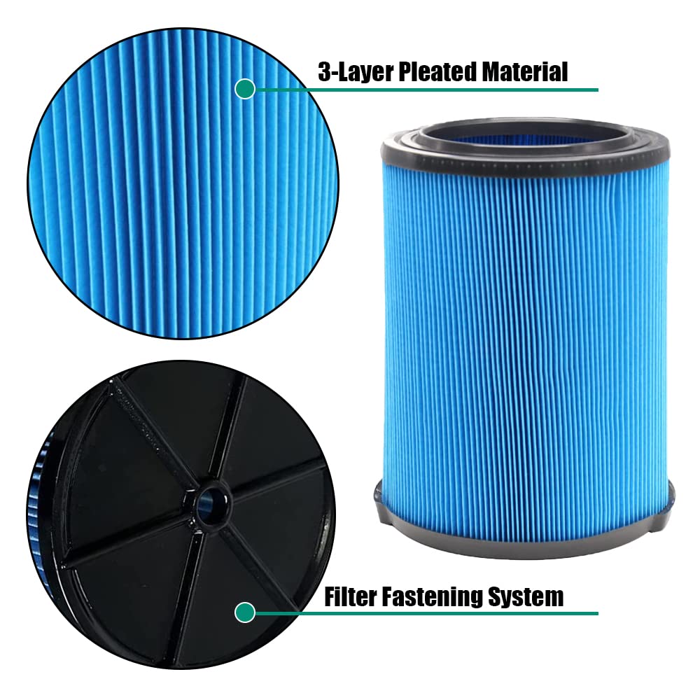 2 Pcs VF5000 Filter Replacement for Ridgid Shop Vac 72952 3-Layer Pleated Paper 5-20 Gallon Wet Dry Vac Replacement Filter for WD1450 WD1270 WD1680 WD1851 WD0970 WD09700 WD06700 RV2400A