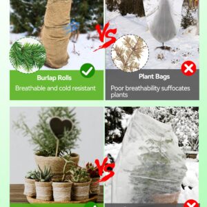 ANPHSIN 30ftx40in Natrual Burlap Plant Covers Freeze Protection, Winter Frost Plant Blankets, Frost Cloth for Outdoor Bushes Trees Potted Plants Cold Weather