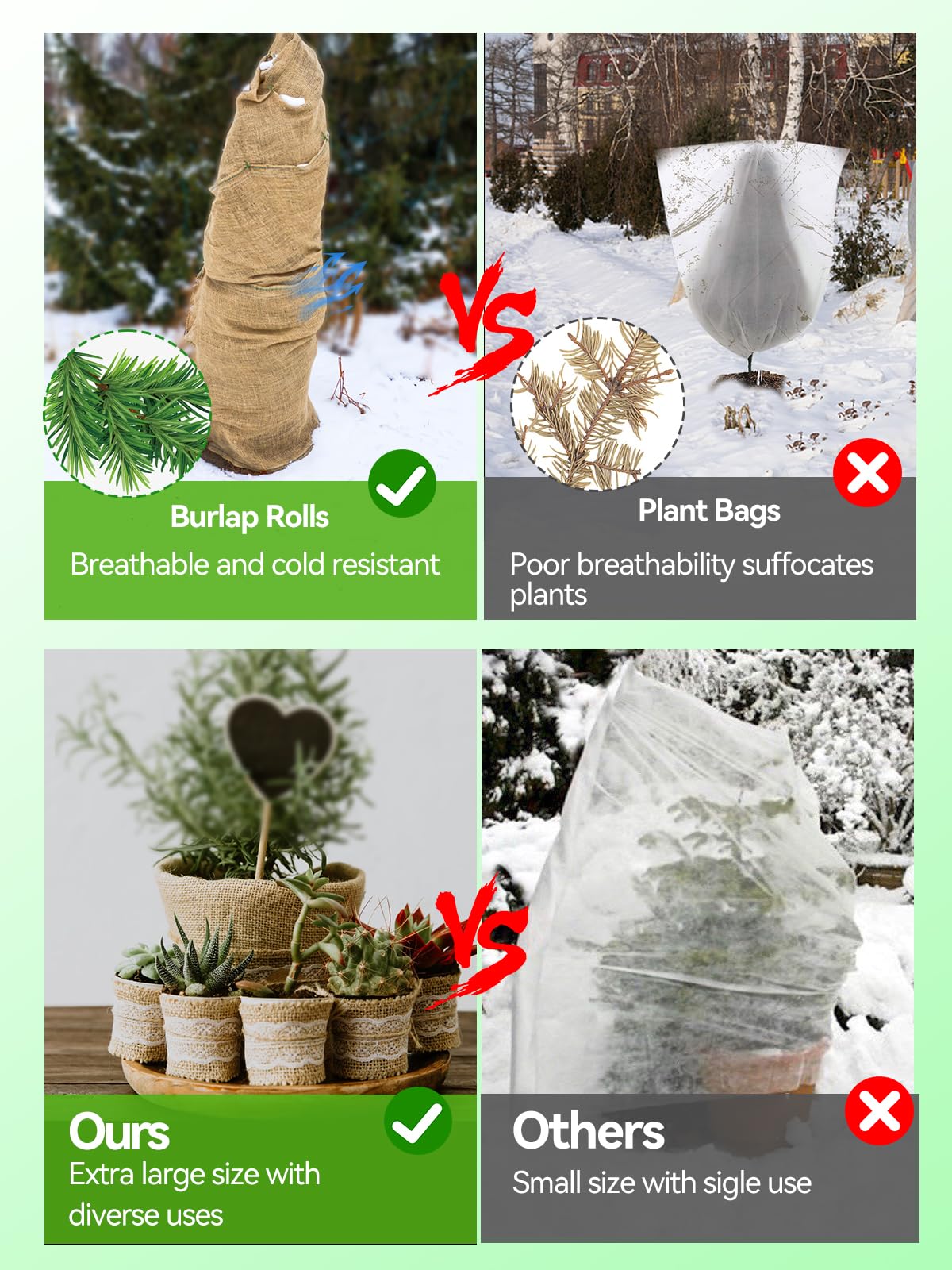 ANPHSIN 30ftx40in Natrual Burlap Plant Covers Freeze Protection, Winter Frost Plant Blankets, Frost Cloth for Outdoor Bushes Trees Potted Plants Cold Weather