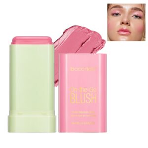 multi-use makeup blush stick,cream blush stick,waterproof natural nude,monochromatic blush beauty wand for cheek and lip tint(shy pink)